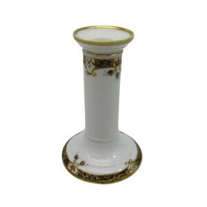 Nippon Porcelain Candle Holder Hand Painted Floral Design